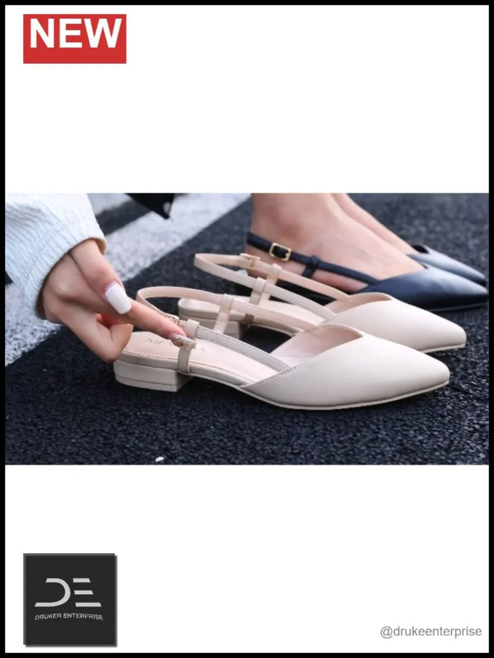 Slingback Flats for Women Closed Pointed Toe Buckle Strap Dress Shoes Ballet